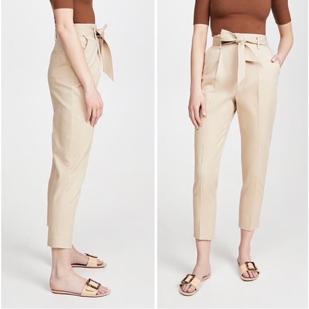 Equipment Femme Women’s Horace Trouser Beige Pleated Belted Ankle Length Size 4